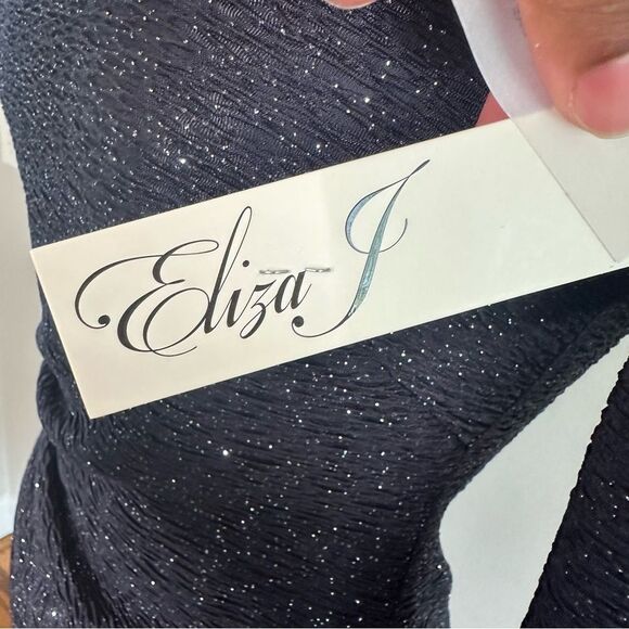 ELIZA J Off-The-Shoulder Glitter Sheath Dress Steel Gray Size  4 - Picture 12 of 12